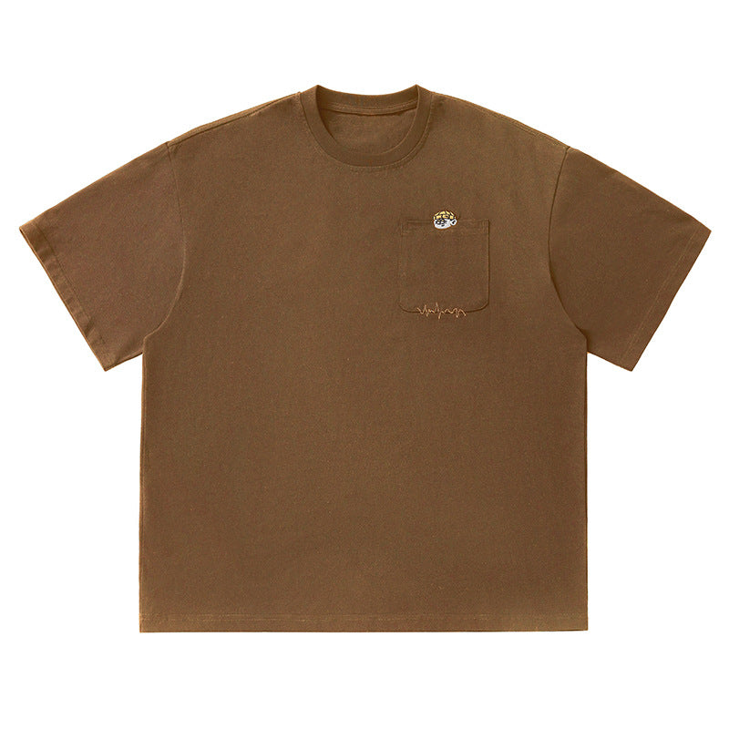 Embroidered Design Pure Cotton Short-Sleeve T-Shirt Mens
