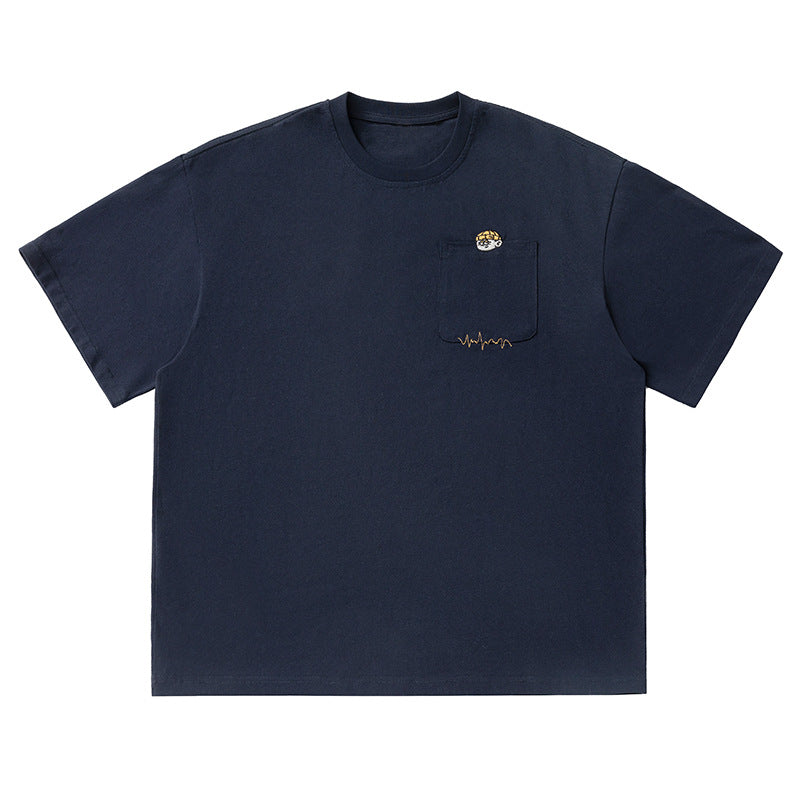 Embroidered Design Pure Cotton Short-Sleeve T-Shirt Mens
