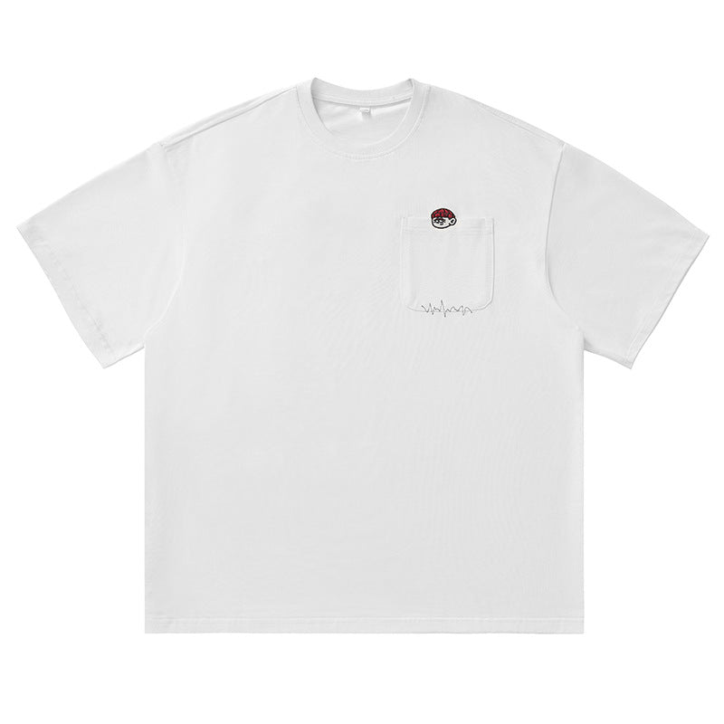 Embroidered Design Pure Cotton Short-Sleeve T-Shirt Mens