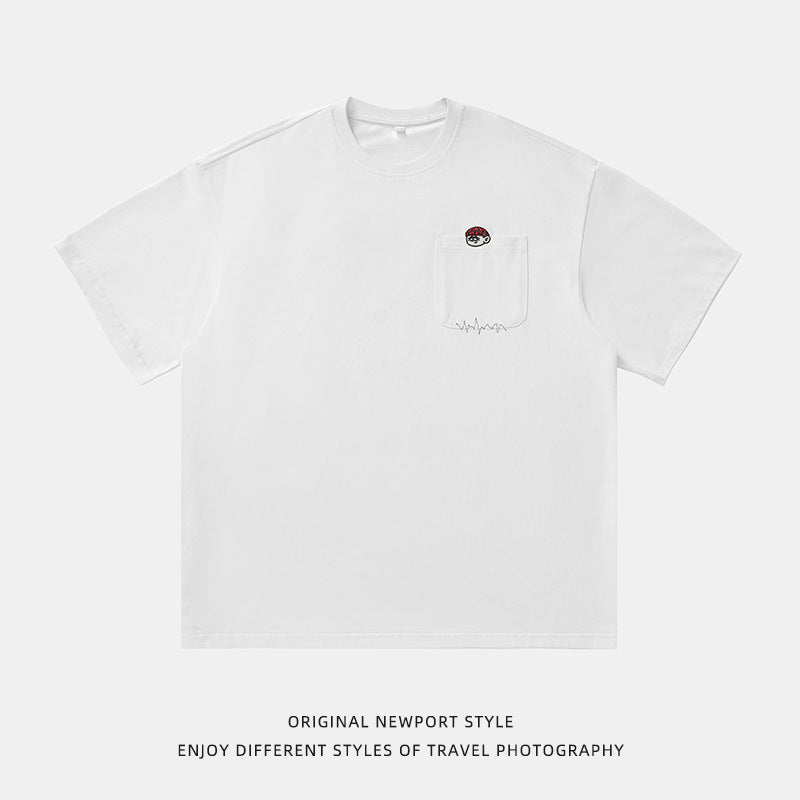 Embroidered Design Pure Cotton Short-Sleeve T-Shirt Mens
