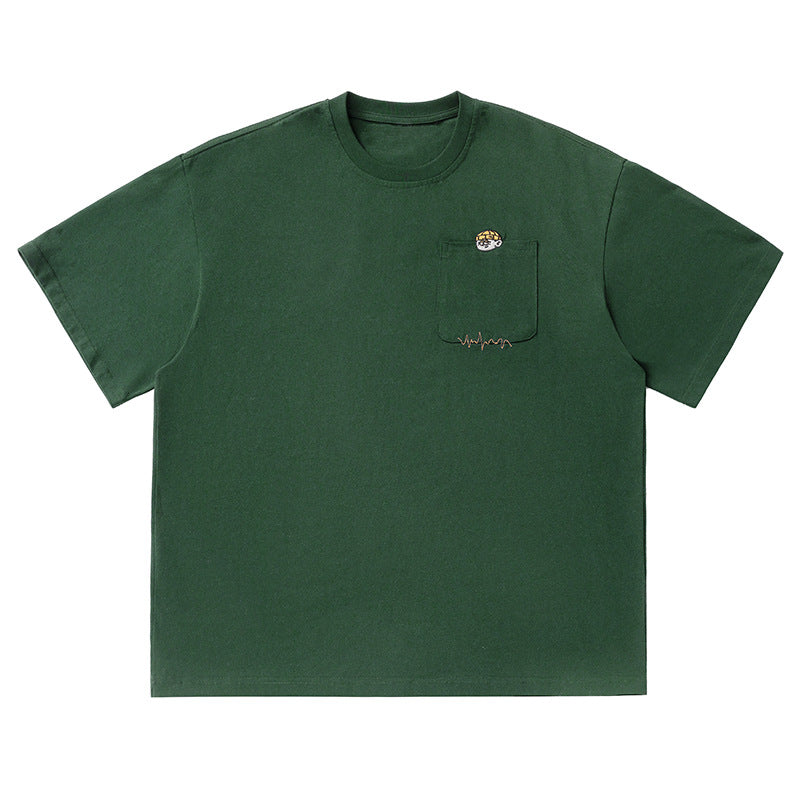Embroidered Design Pure Cotton Short-Sleeve T-Shirt Mens