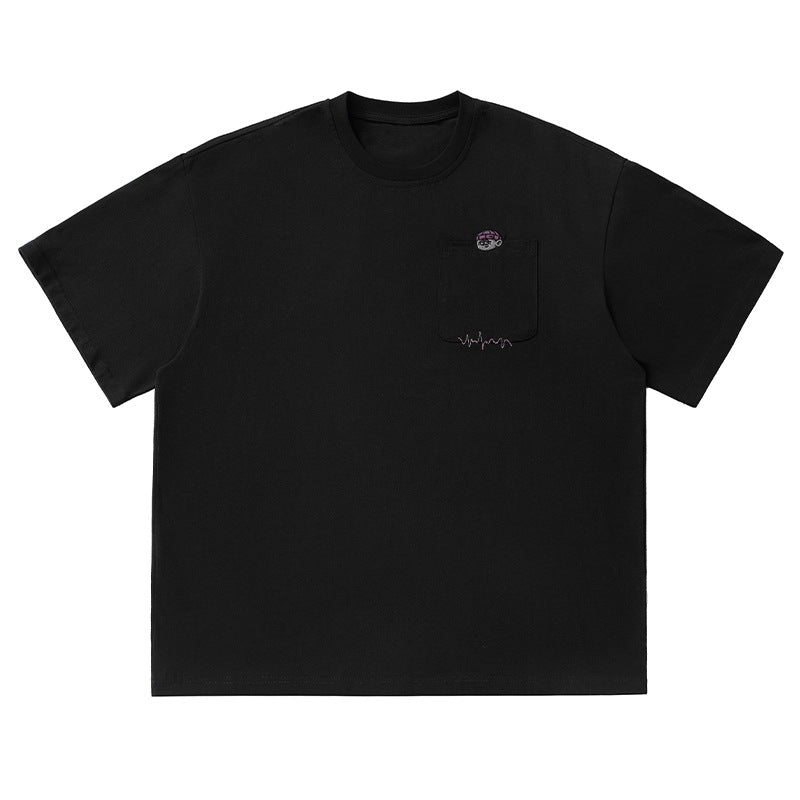 Embroidered Design Pure Cotton Short-Sleeve T-Shirt Mens