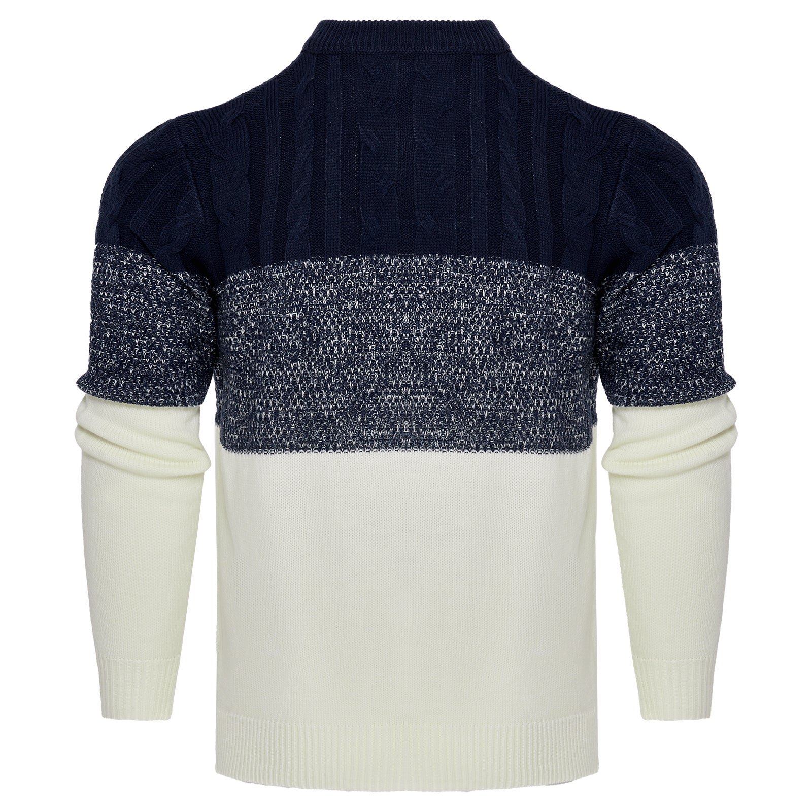 Men's Casual Color Block Long Sleeve Cable Knit Pullover Sweater
